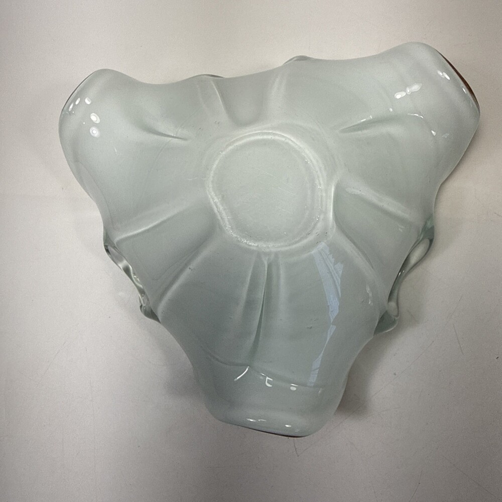 Vtg Mcm Murano Toso White Cased Glass Gold/copper Flakes Glass Bowl C1 - Picture 7 of 9